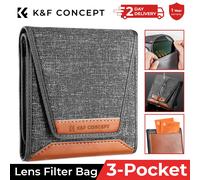 K&F CONCEPT 3 Slots Camera Lens Filter Case Holder Storage Organizer Pouch 82mm