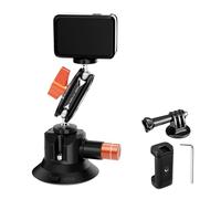 K&F Concept 3" Suction Cup Camera Mount with Magic Arm for Car, 1/4" ARRI Holes, Dual Ball head Magic Arm with Phone Holder and Action Cam Adapter Compatible with DJI Go Pro Hero 13 Insta360 X5 iPhone