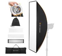K&F CONCEPT 30×120cm Quick Fold Bowens Mount Rectangular Softbox | Soft Box with Honeycomb Grid, Double Diffusers & Grid Storage Bag, for Studio Flash Portrait & Product Photography LJ02