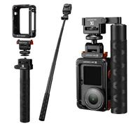 K&F CONCEPT 36.4" Action Camera Selfie Stick with Osmo Action 6 Cage and Magnetic Quick-release Mount Adapter, Foldable 1/4" Thread Invisible Extension Pole Alloy