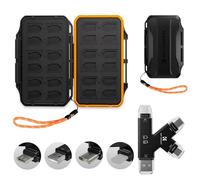 K&F CONCEPT 36 Slots Memory Card Case for 12 SD Cards and 24 Micro SD Cards, with External 4 in 1 Type C/USB 2.0/ Lightning/Micro-B Card Reader, Anti-Shock TF SD Card Holder with Memory Card Reader