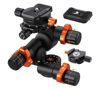 K&F Concept Geared Tripod Head, 360°Panoramic 3-Way Ballhead with Quick Release Plate, 6KG Load-bearing for Macro, Star Shooting, Commercial Photography