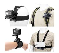 K&F CONCEPT 4-in-1 Action Camera Adjustable Chest Strap, Backpack, Head & Wrist Mounts with 360° Rotation, GoPro Hero 13/12/11/10/9/8, AKASO, Insta360 X5/X4/X3, DJI Osmo 360/Action 6/5pro/4