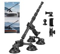 K&F CONCEPT 5-in-1 Suction Cup Mount Kit with Magic Arm and Extension Pole | Car Camera Mounts with Action Camera & Phone Adapter Compatible with DJI Action 5/4, GoPro Hero 13, Insta360 X5/X4, MS-53