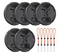 K&F Concept 55mm Lens Cap 6 Pack Snap-on Front Camera Lens Cover + Elastic Lens Cap Keeper Compatible with Canon Sony Cameras
