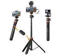 K&F CONCEPT 62''/158cm Selfie Stick Tripod with Detachable Remote Control,