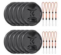 K&F Concept 62mm Lens Cap 10 Pack Snap-on Front Camera Lens Cover + Elastic Lens Cap Keeper Compatible with Canon Sony Cameras