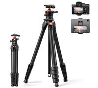 K&F CONCEPT 63"/162cm Travel Compact Tripod for Camera | Aluminum Portable Tripod Load Capacity 10KG, Lightweight Camera Tripod for Phone and Spotting Scope A305A1+BH-40
