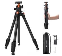 K&F CONCEPT 64"/163cm Compact Camera Tripod, Lightweight Travel Tripod for DSLR Camera and Phone, Video Tripod Stand with Phone Clip, Bluetooth, Compatible with Canon/Sony/Nikon Camera, 10KG Load