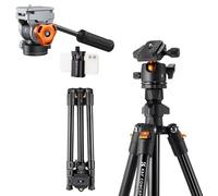 K&F CONCEPT 64" Camera Tripod O2341A1+Fluid Head with Flexible 360° Pan & +90°/-90° Tilt