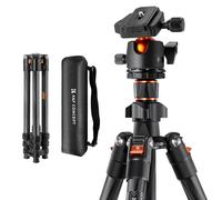 K&F CONCEPT 64" Carbon Fibre Tripod | Lightweight Compact Tripod with Central Column, Low Profile Ball Head and Carry Bag for DSLR Camera O254C2+BH-36