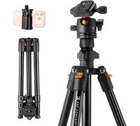 K&F CONCEPT 64inch/163cm Travel Camera Tripod with Phone Holder