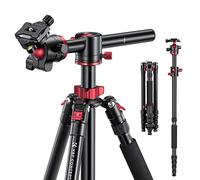 K&F Concept 67 inch Camera Tripod Horizontal Aluminum Tripods Portable Monopod with 32mm Ball Head 12KG Load Capacity Quick Release Plate, for Travel and Work T255A4+BH-32L(Red)