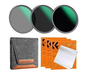 K&F CONCEPT 67mm ND8 ND64 ND1000 Lens Filter Kit, Neutral Density Lens Cleaning Cloth, Filter Pouch Optical Glass Filter and Accessory Compatible with Canon Nikon Sony DSLR Cameras with 67mm Lens