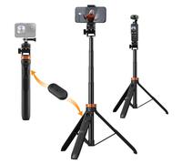 K&F Concept 69''/175cm iPhone Selfie Stick Tripod with 1/4" Screw, Compact Tripod with Phone Holder, Phone Stand Compatible with DJI OSMO Pocket 3, GoPro/Insta360/Compact Camera