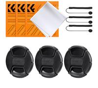 K&F Concept 72mm Lens Cap 3 Pack Snap-on Front Camera Lens Cover + Elastic Lens Cap Keeper + 3 Cleaning Cloth compatible with Canon Sony