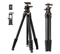 K&F CONCEPT 73"/187cm Compact Camera Tripod, Lightweight Travel Tripod for DSLR Camera and Phone, Video Tripod Stand with Phone Clip, Bluetooth, Compatible with Canon/Sony/Nikon Camera, 10KG Load