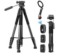 K&F CONCEPT 75"/190cm Compact Camera Tripod + Magnetic Metal Phone Mount with Cold Shoe Mount