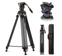 K&F Concept 75"/191cm Video Tripod, Heavy Duty Camera Tripod with Fluid Head Damping Adjustable, Load up to 22lb/10kg, QR Plate Compatible with Canon Nikon Sony and Other DSLR Camcorder
