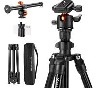 K&F Concept 76 inch Camera Tripod with Rotatable Multi-Angle Center Column,Light