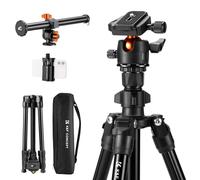 K&F Concept 76 inch Camera Tripod with Rotatable Multi-Angle Center Column,Lightweight Travel Outdoor DSLR Tripods with 360 Degree Ball Head Load Capacity 8kg/17.6lbs, Cellphone Clips for Smartphone