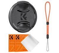 K&F Concept 77MM Lens Cap Snap-on Front Camera Lens Cover + Elastic Lens Cap Keeper + 2 Cleaning Cloth compatible with Canon Sony