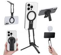 K&F CONCEPT 7MM Ultra-slim Magsafe Tripod, Transformable Magnetic Phone Stand, Featherweight Mini Tripod with Double-Sided Magnetic Design, Compatible with iPhone & Android Handsets - Black