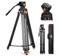 K&F CONCEPT 80"/202cm Video Tripod with Fluid Head, Aluminium Alloy Heavy Duty Camera Tripod with QR Plate, Compatible with Canon/Nikon/Sony Camera, Camcorder, Load Capacity 8kg