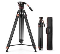 K&F CONCEPT 80"/202cm Video Tripod with Fluid Head, Aluminium Alloy Heavy Duty Camera Tripod with QR Plate, Compatible with Canon/Nikon/Sony Camera, Camcorder, Load Capacity 8kg