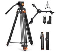 K&F CONCEPT 80"/202cm Video Tripod with Fluid Head + Photography Tripod Dolly
