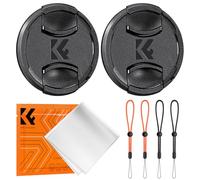 K&F Concept 82mm Front Lens Cap Cover 2 Pack, 5-in-1 Snap-on Lens Cover with 2 Anti-Loss Keeper and 1 Microfiber Cleaning Cloth, Compatible with Canon Nikon Sony Camera Lenses with 82mm Filter Thread