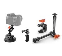 K&F CONCEPT 9.8" Magic Arm Super Clamp with 1/4" 3/8" Screw, 4.5" Camera Suction Mount for Car Compatible with DJI OSMO, Hero 13, Insta360 X5, Phone