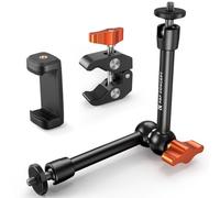 K&F CONCEPT 9.8" Magic Arm with Clamp & Phone Holder, Clamp with 1/4" 3/8" Screws, Camera Arm for DSLR Action Cam Monitor, Camera Mount Compatible with Osmo Action 6/ Pocket 3 GoPro Hero Insta360