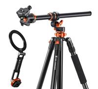 K&F CONCEPT 90"/230cm Horizontal Tripod + Magnetic Metal Phone Mount with Cold Shoe Mount
