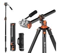 K&F CONCEPT 91" Video Tripod with Universal center column, Heavy Duty Tripod with Arca Swiss-Compatible Fluid Head & Quick Release Plate for DSLR Camera, Camcorder, Load Capacity 5KG/11LBS