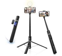 K&F CONCEPT Auto Drop-Open Selfie Stick Tripod with Light, 70in