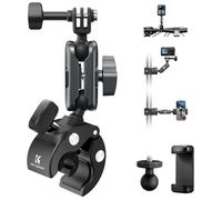 K&F CONCEPT Bike Handlebar Mount with 360° Dual Ball Head, Super Clamp Camera Mount with Action Camera Adapter, Motorcycle Mount Compatible with GoPro Hero 13 12 Insta360 X5 X4 Osmo Action 5 Pocket 3