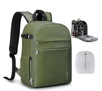K&F CONCEPT Camera Backpacks for Photographers Travel Bag for Tripod Camera Lence Accessory with Laptop Compartment and Rain Cover Waterproof (Green-pu)