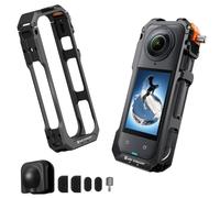 K&F CONCEPT Camera Cage for Insta360 X5, Durable Aluminum Alloy Protective Case with Quick Release Knob, Built-in Cold Shoe Mounts and 1/4" Threads Silicone Lens Cover Action Camera Frame