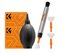 K&F CONCEPT Camera Cleaning Kit, 6 in 1 with Vacuum Cloth*2, Replaceable Cleaning Pen, Full Frame Cleaning Wand*2, Silicone Black Air Blow Compatible with Canon Nikon Cameras Cleaning Tool Accessories