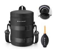 K&F Concept Camera Lens Pouch Case, Waterproof Zipper Lens Protective Bag, Shockproof All-Round Camera Lens Carry Bag for DSLR SLR Lens Size Below 3.7" x7" (D x H)