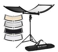 K&F CONCEPT Clamshell Light Reflector Diffuser with Carrying Bag, 39"x18"/100x45cm Photography Curved Lighting Reflector for Photo Studio Photography, Black/White/Gold/Silver Colors
