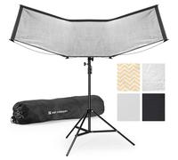 K&F CONCEPT Clamshell Light Reflector Diffuser with Carrying Bag, 47"x25"/120x65cm Photography Curved Lighting Reflector for Photo Studio Photography, Black/White/Gold/Silver Colors