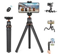 K&F Concept Phone Tripod, Mini Flexible Tripod for Camera with Bluetooth Remote, 1/4'' Screw Hidden Phone Holder with Cold Shoe Mount, 3kg Load Capacity