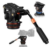 K&F CONCEPT Heavy Duty Video Tripod Fluid Head with Adjustable damping Pan/Tilt Damping, Quick Release Plate, Compatible with DJI RS Gimbals, Adjustable Handle, ⌀75mm Base BV50