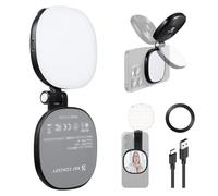 K&F CONCEPT LED Magnetic Phone Light, Selfie Light, 3000K-6500K, Adjustable Brightness, Foldable & Rotatable, Built-in Makeup Mirror, Ideal for Selfies, Vlogging, and Video Conferencing Lighting-Black