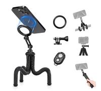 K&F Concept 23.6" Magnetic Flexible Tripod for Phone, Magnetic Selfie Stick, Mini Tripod Holder Compatible with MagSafe, Bluetooth Remote, Action Camera Mount for iPhone/Sumsung