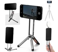 K&F CONCEPT Magnetic Phone Tripod Stand, Smartphone Holder Desk Stand, Magnetic Wall Mount Tripod Compatible with MagSafe, Compact Selfie Stick Stand for iPhone 17/16/15/14/13/12 Series(Gray)