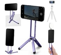 K&F CONCEPT Magnetic Phone Tripod Stand, Smartphone Holder Desk Stand, Magnetic Wall Mount Tripod Compatible with MagSafe, Compact Selfie Stick Stand for iPhone 17/16/15/14/13/12 Series(Purple)