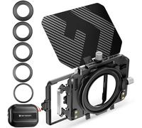 K&F Concept Matte Box with Two 4 x5.65" Filter Trays, Camera Matte Box with Carbon Top Flag, 5 Adapter Rings 67mm/ 72mm/ 77mm/ 82mm/ 95mm Lenses, Compatible with SmallRig NISI TIFFEN Filter Accessory